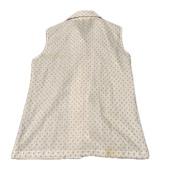 Vintage 1970s Sleeveless Orange Floral Blouse Button Up Top / Women’s Small - Picture 3 of 5